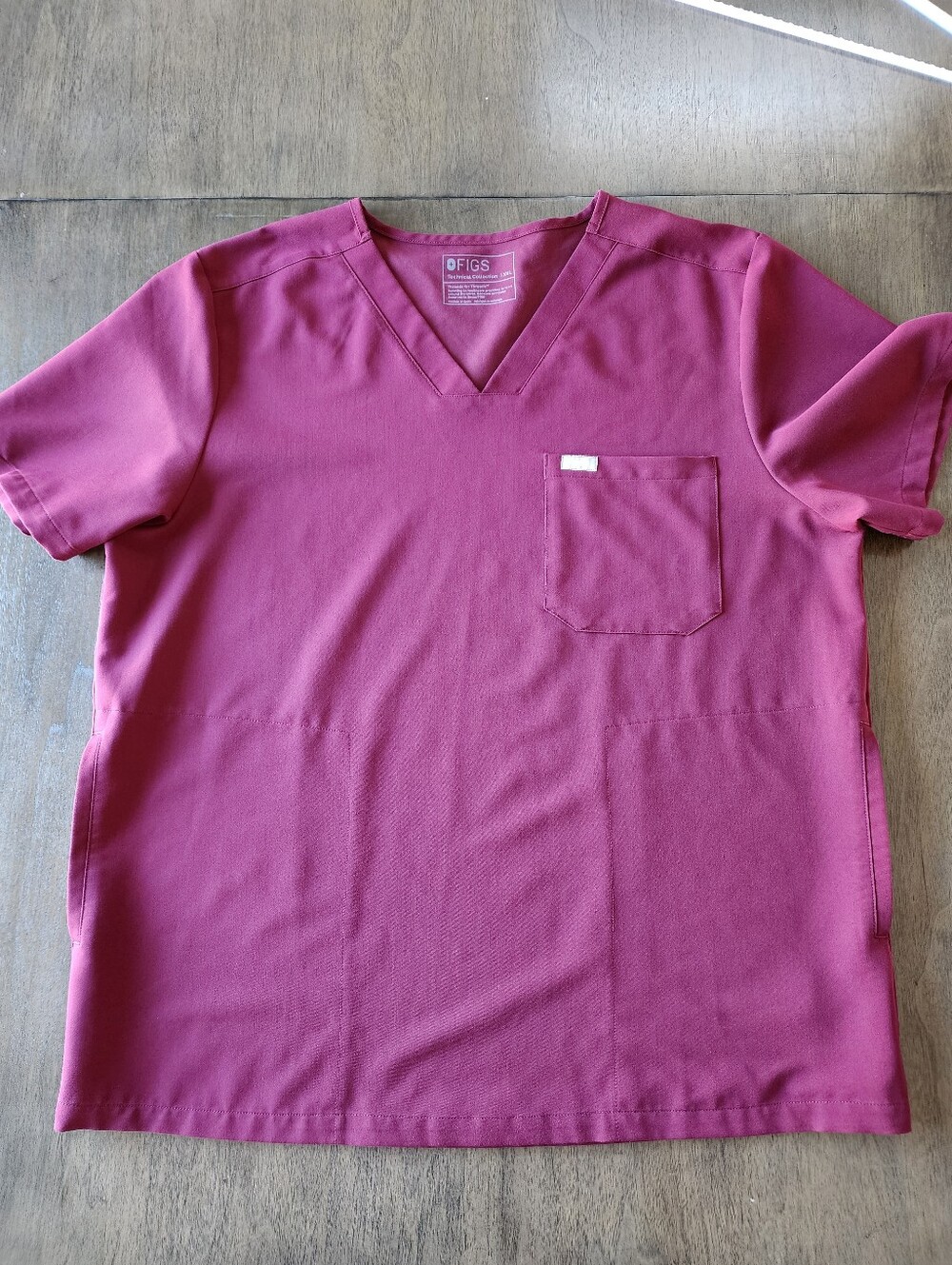 Figs Burgundy Chisec Three-Pocket Scrub Top XXL